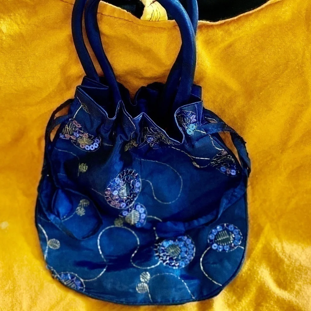 Darling Little Silky Evening Purse w Drawstring